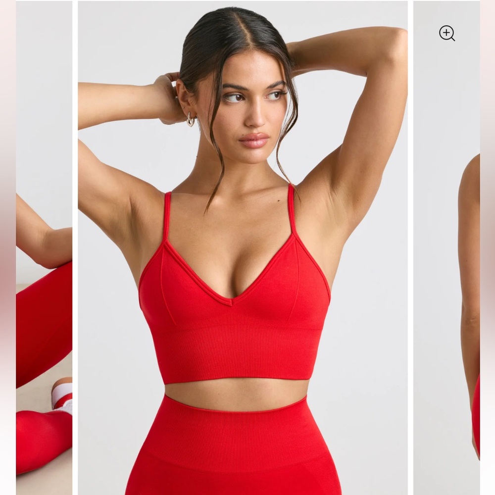 Define Luxe V-Neck Sports Bra in Red